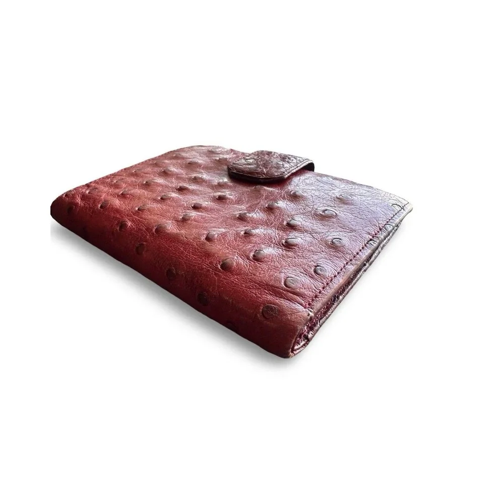Ostrich Collection Red Genuine Red Ostrich Textured Leather Unisex Wallet